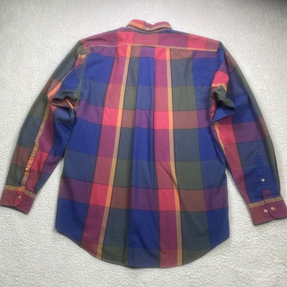 Vintage Roundtree Yorke Shirt Mens Large Long Sleeve Plaid Single Needle 90s - Picture 11 of 13